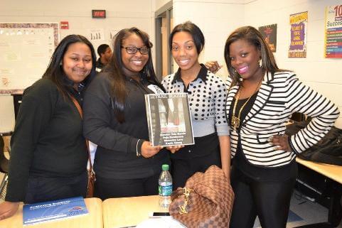 Teia Harris (right) and her mentoring team at Cass Technical High School.